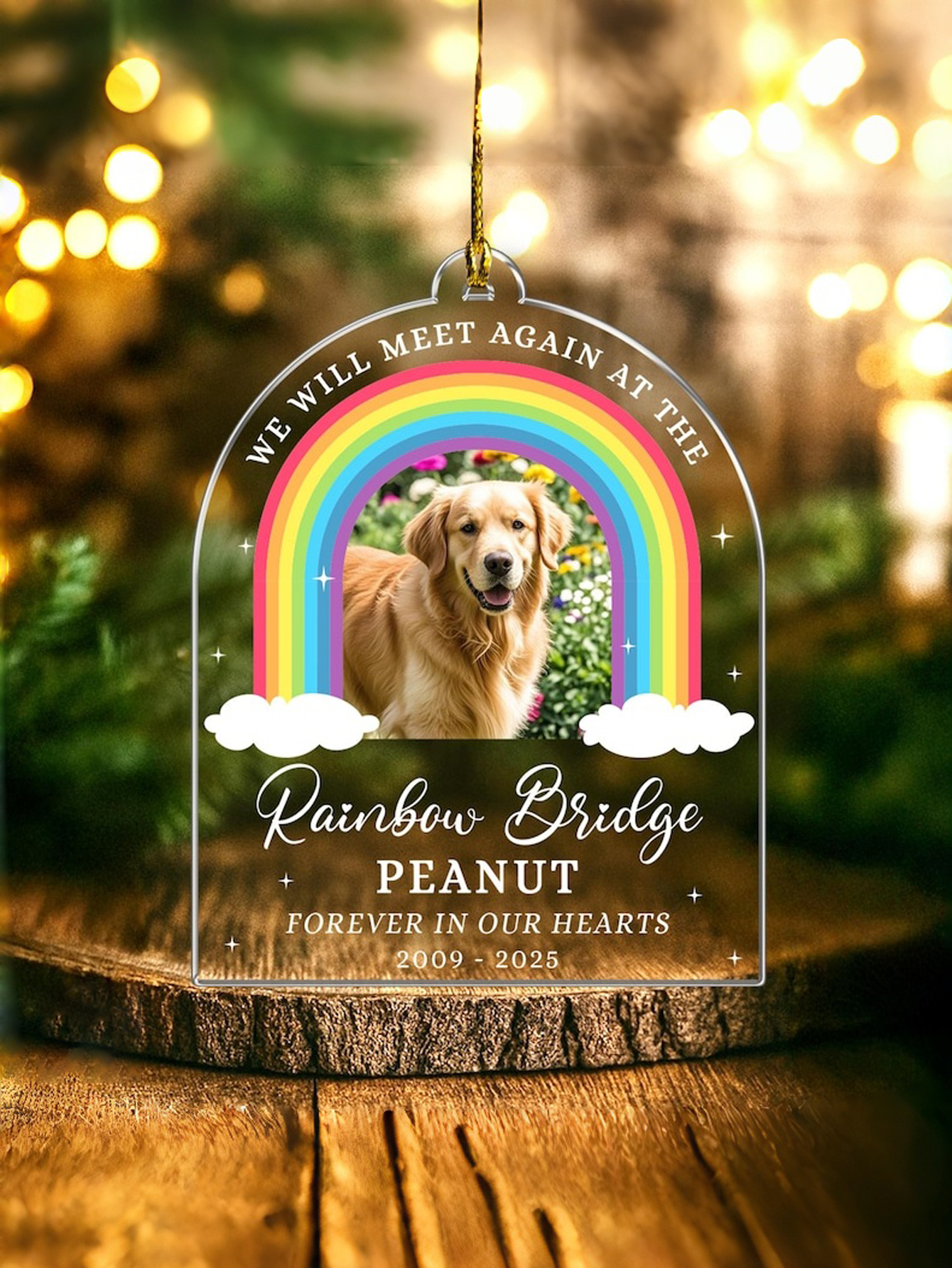 Custom Acrylic Rainbow Bridge Pet Memorial Ornament